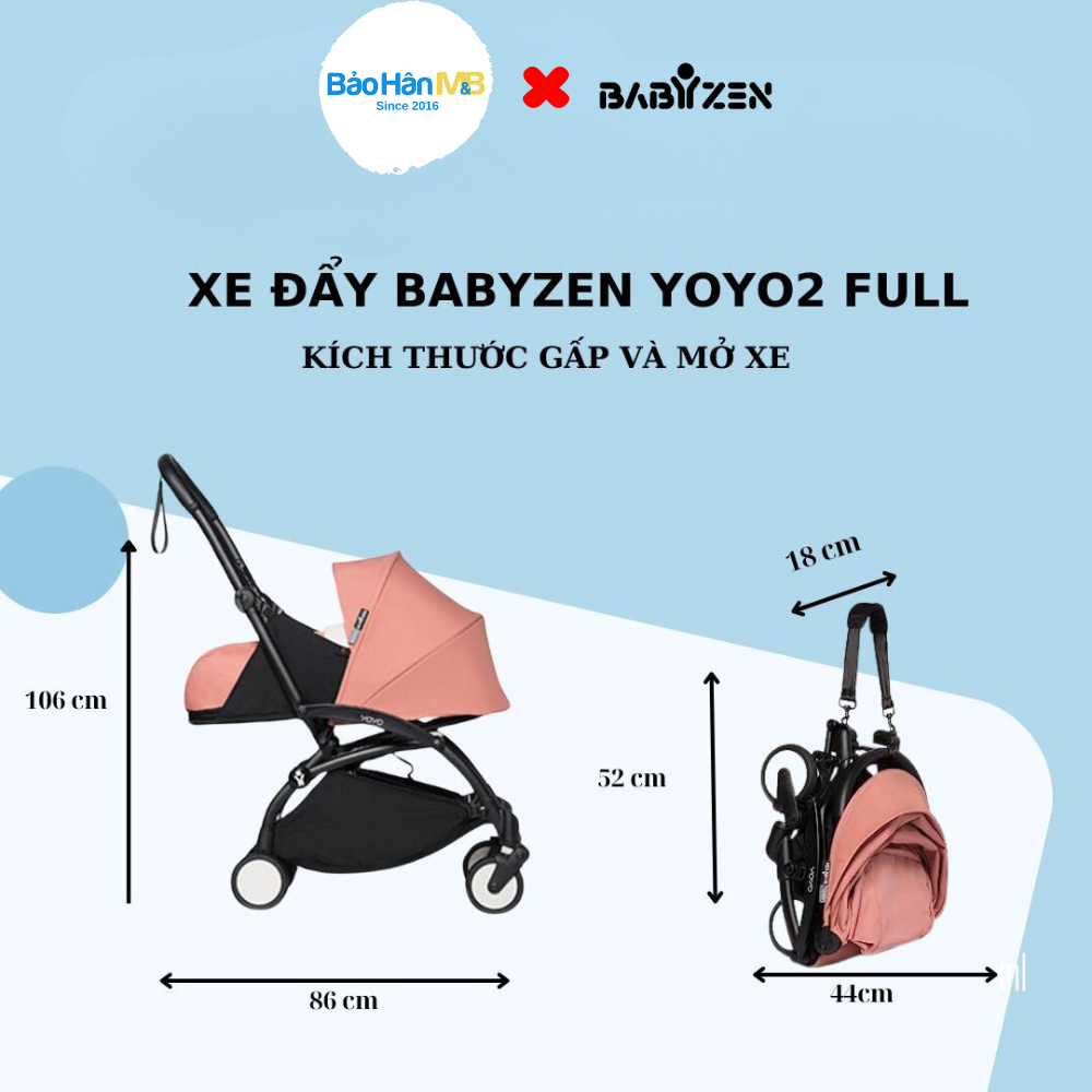 Xe đẩy gấp gọn BABYZEN YOYO2 0+ Full set Tặng kèm Bumper bar, Rain