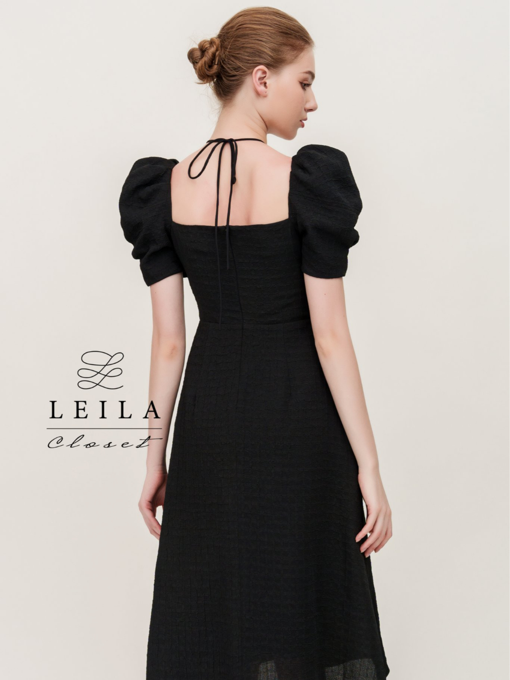 Ảnh LEILA CLOSET | Đầm thiết kế Yuri form dài cổ yếm Đen/Kem/Hồng 3