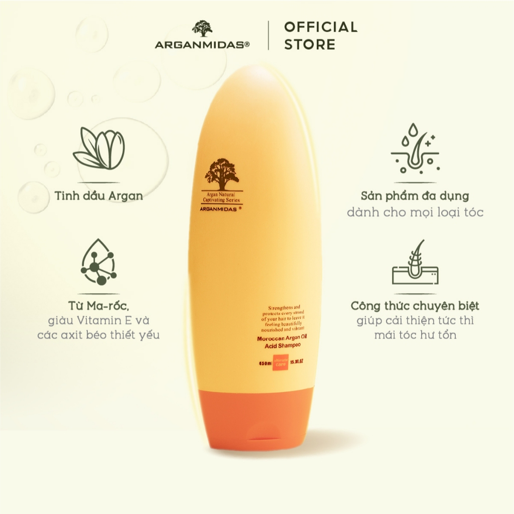 Ảnh Combo dầu gội dành cho da đầu nhạy cảm Amino Axit và Dầu xả siêu dưỡng ẩm Arganmidas 450ml 3