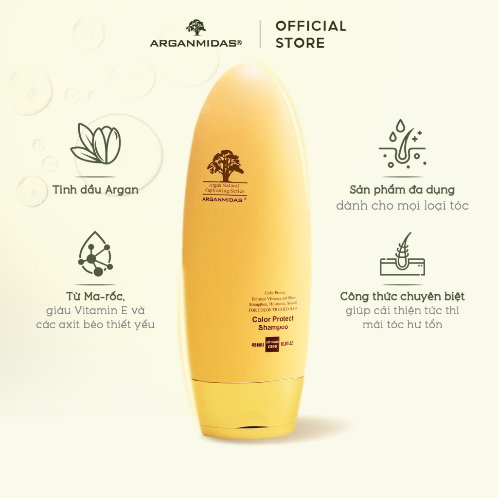 Ảnh Dầu gội bảo vệ màu tóc nhuộm Arganmidas Color Protect Shampoo - 450ml 4