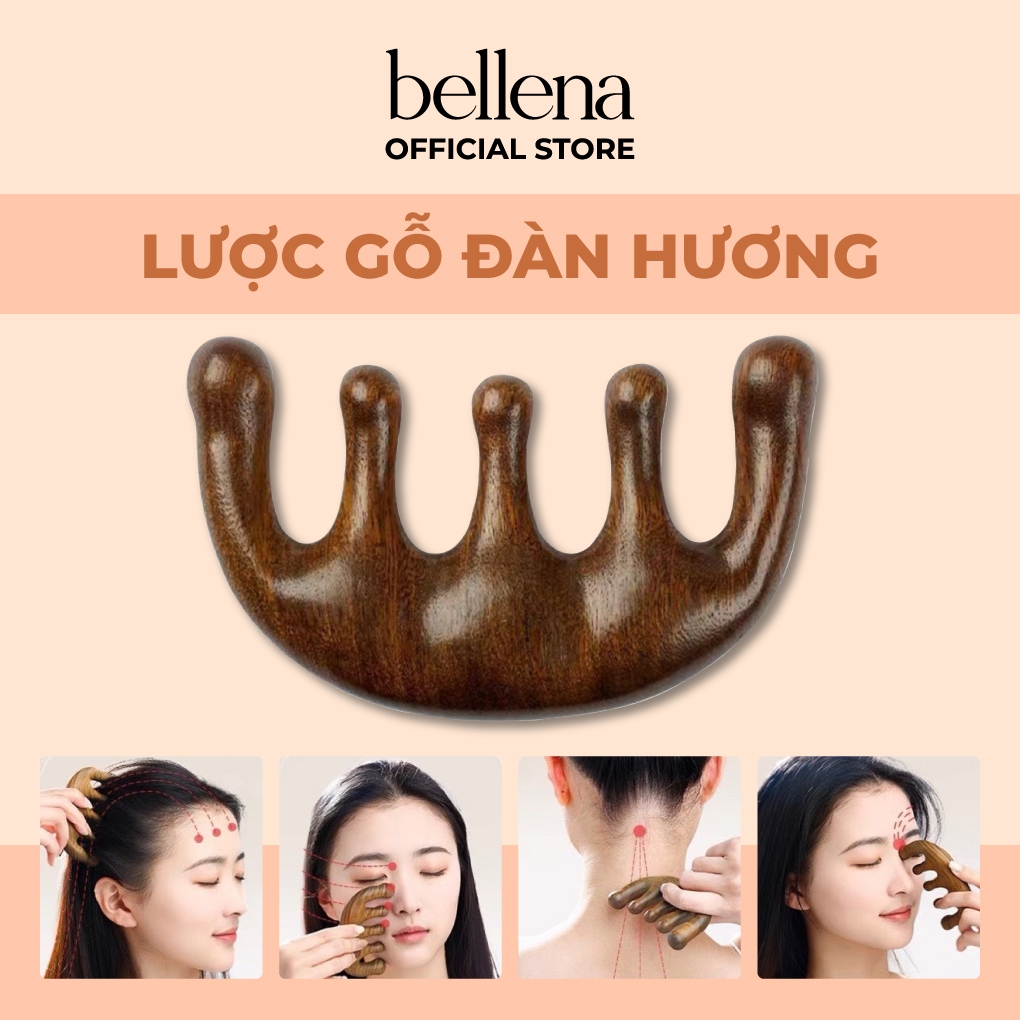 Lược gỗ đàn hương massage đầu giảm căng thẳng mệt mỏi lược mát xa đầu Bellena LG
