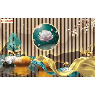 Tranh dán tường lam sóng dưỡng sinh, LỤA KIM TUYẾN, TẶNG KÈM KEO DÁN VÀ DỤNG CỤ