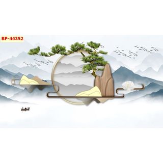 Tranh dán tường lam sóng dưỡng sinh, LỤA KIM TUYẾN, TẶNG KÈM KEO DÁN VÀ DỤNG CỤ