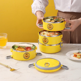 T&T0103 Hộp cơm giữ nhiệt 3 tầng hình vịt vàng gọn gàng,cho nhân viên văn phòng,sinh viên