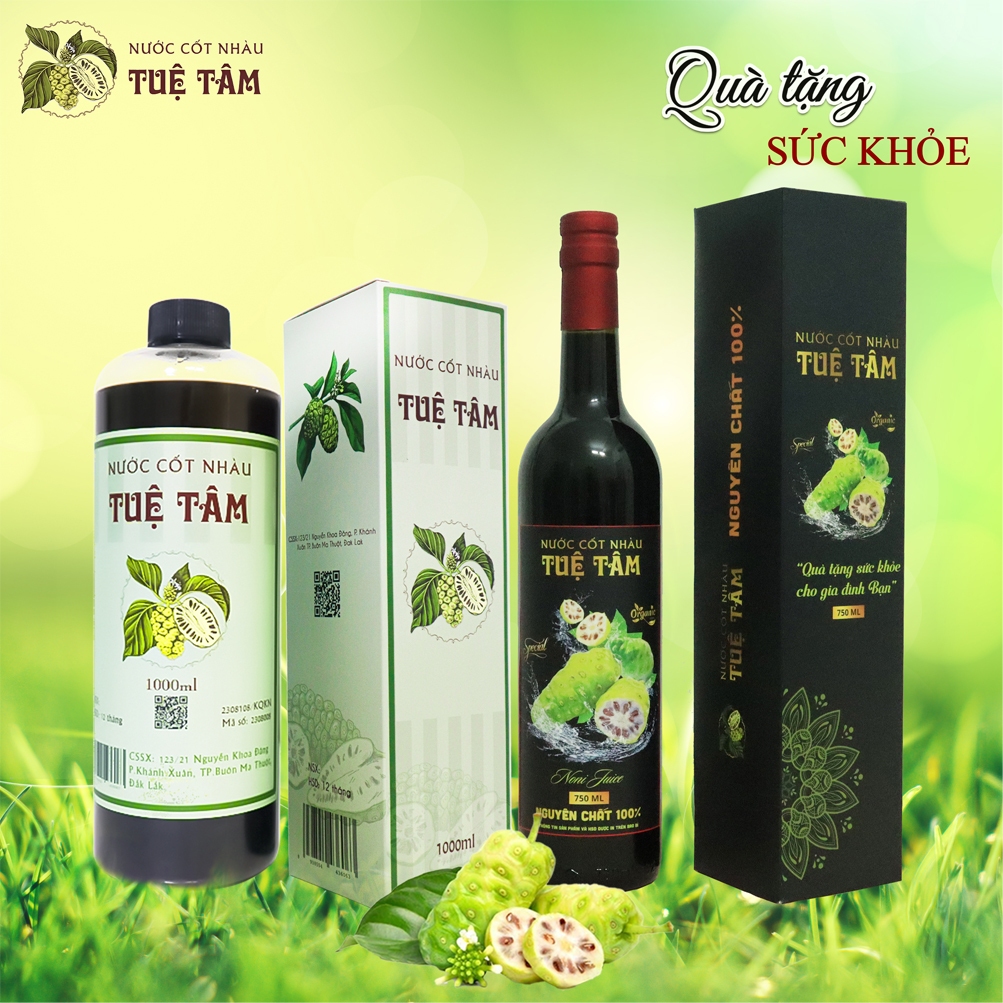 Nước cốt nhàu Tuệ Tâm nguyên chất 100% – tự nhiên – hỗ trợ tiêu hóa, tăng đề kháng – chai 1000ml