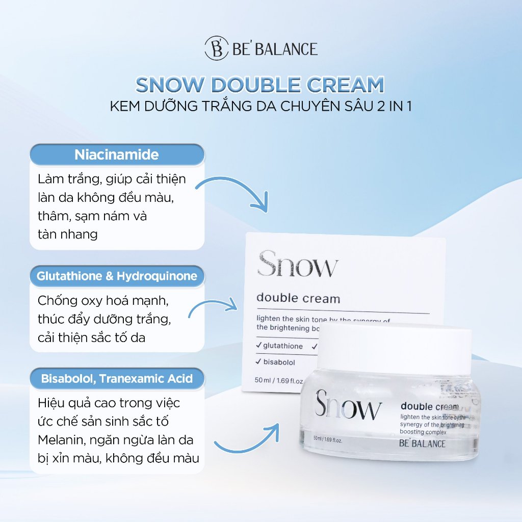 Ảnh Kem Dưỡng Trắng Be'Balance SNOW DOUBLE CREAM giúp Làm Đẹp và Dưỡng Sáng Da Chuyên Sâu 50ml 2