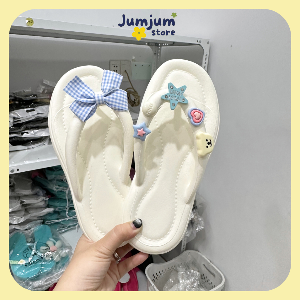Dép xỏ ngón nữ đính nơ charm Kitty dễ thương đế dày kháng nước siêu êm 1.5 (cm) JJKEPN2 - N3