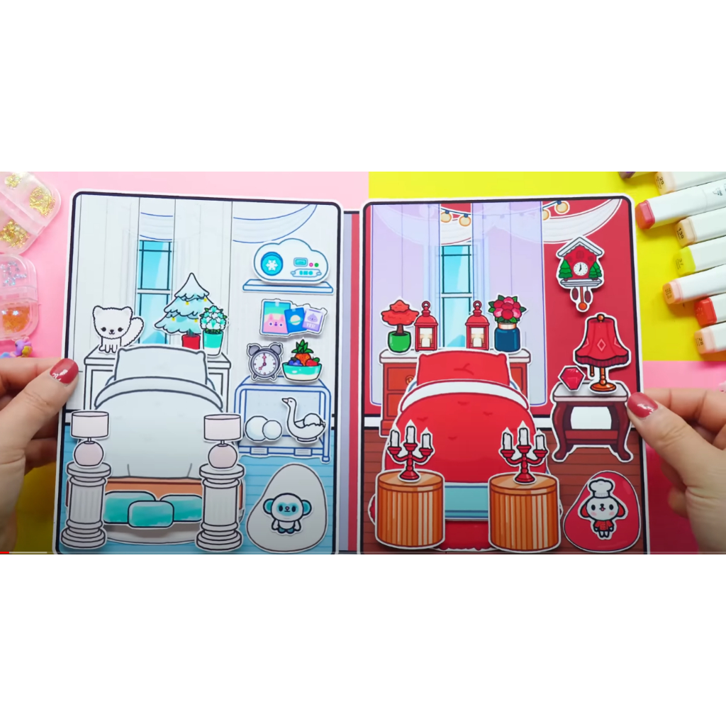 Đồ chơi cho bé ngôi nhà búp bê giấy Toca Life World Quiet Book#34 Ice vs Fire In Quiet Book