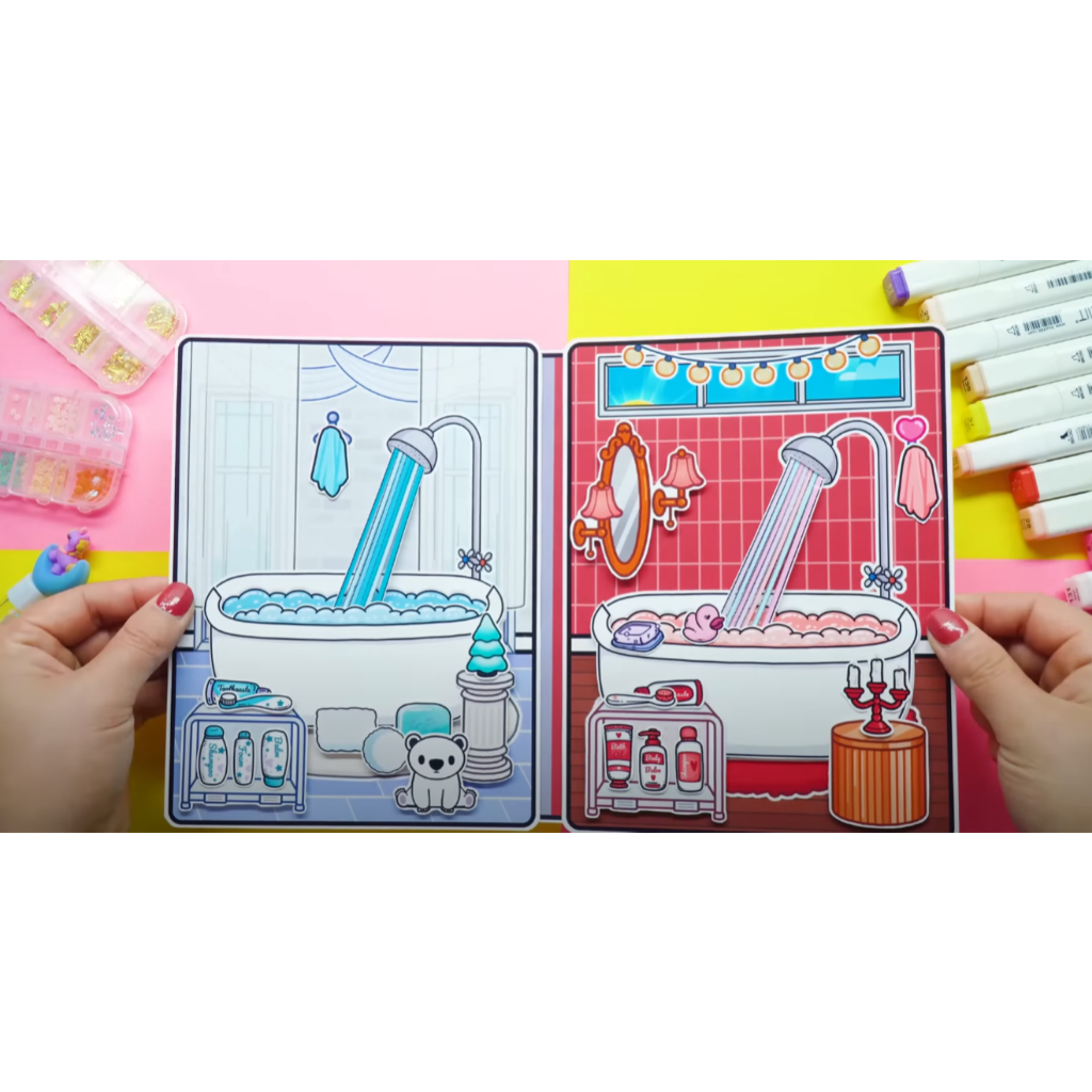 Đồ chơi cho bé ngôi nhà búp bê giấy Toca Life World Quiet Book#34 Ice vs Fire In Quiet Book