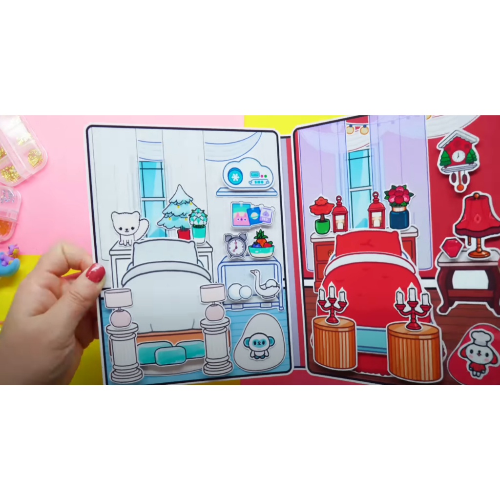 Đồ chơi cho bé ngôi nhà búp bê giấy Toca Life World Quiet Book#34 Ice vs Fire In Quiet Book