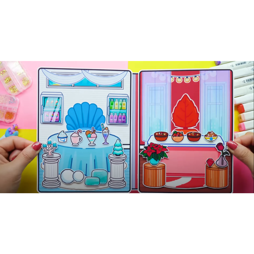 Đồ chơi cho bé ngôi nhà búp bê giấy Toca Life World Quiet Book#34 Ice vs Fire In Quiet Book