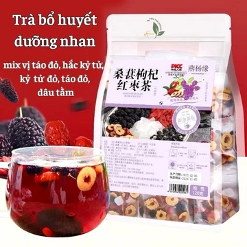 Trà Dưỡng Nhan Bổ Huyết, Trà Táo Đỏ Dâu Tằm Hắc Kỷ Tử, Kỷ Tử Đỏ - Ăn Vặt Nhà Nhi