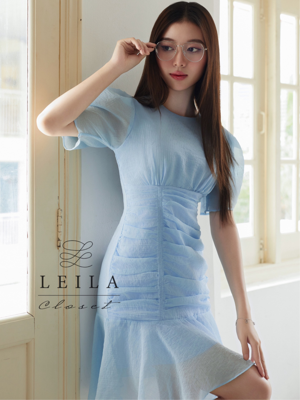 Ảnh LEILA CLOSET | Đầm thiết kế Russy xanh tơ nhúng eo đuôi cá 2