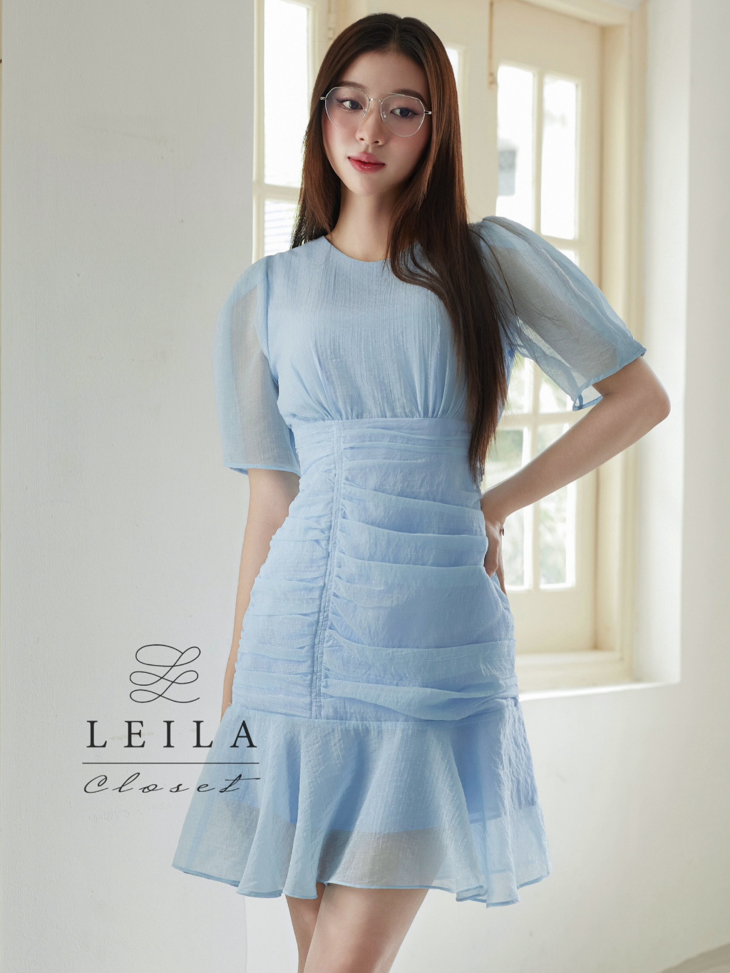 Ảnh LEILA CLOSET | Đầm thiết kế Russy xanh tơ nhúng eo đuôi cá 3