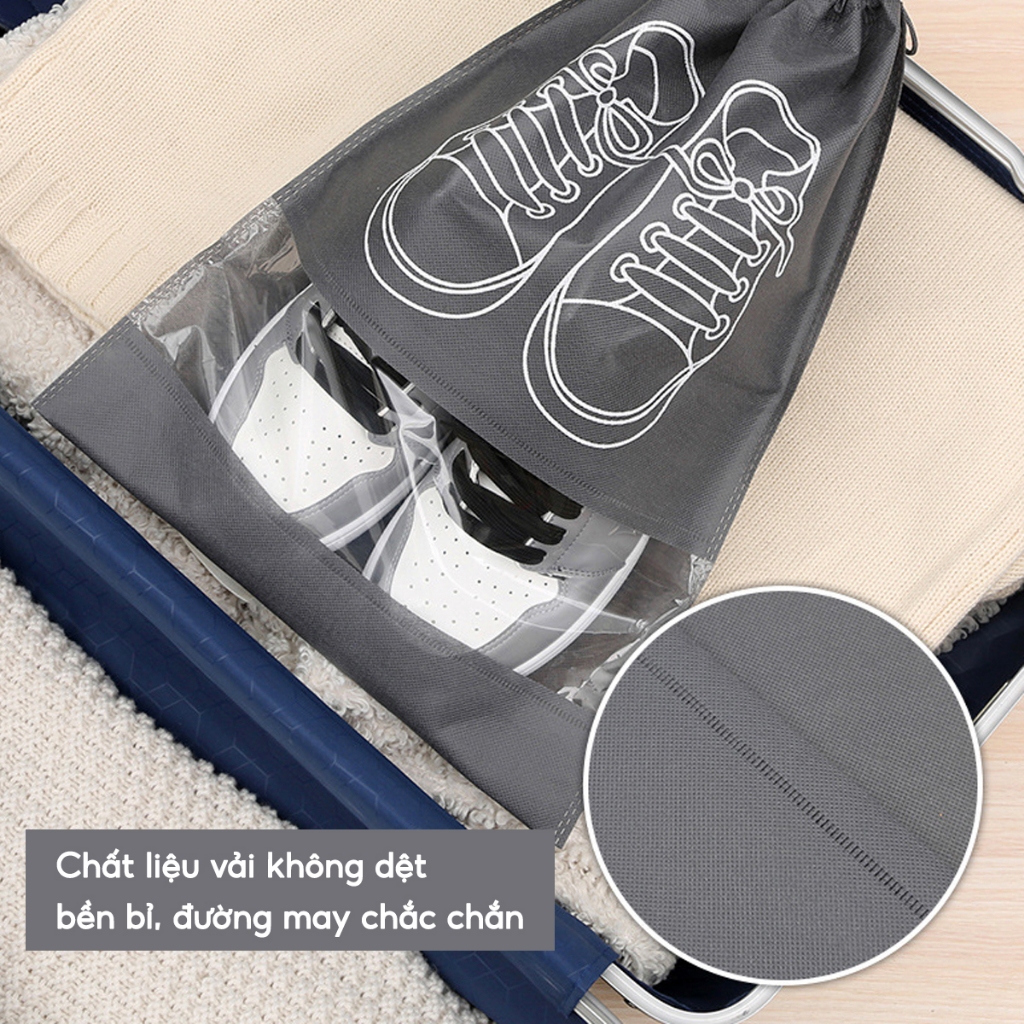 COMBO 10 Túi Đựng Giày Dép Du Lịch Có Dây Rút Tiện Lợi, Túi Bảo Quản Giày Dép Thể Thao Chống Bụi Bẩn