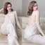 Đồ bộ ngủ nữ bộ mặc ngủ nữ đồ bộ ngủ 2 dây cổ yếm hở lưng quần dài vải Latin - CN013