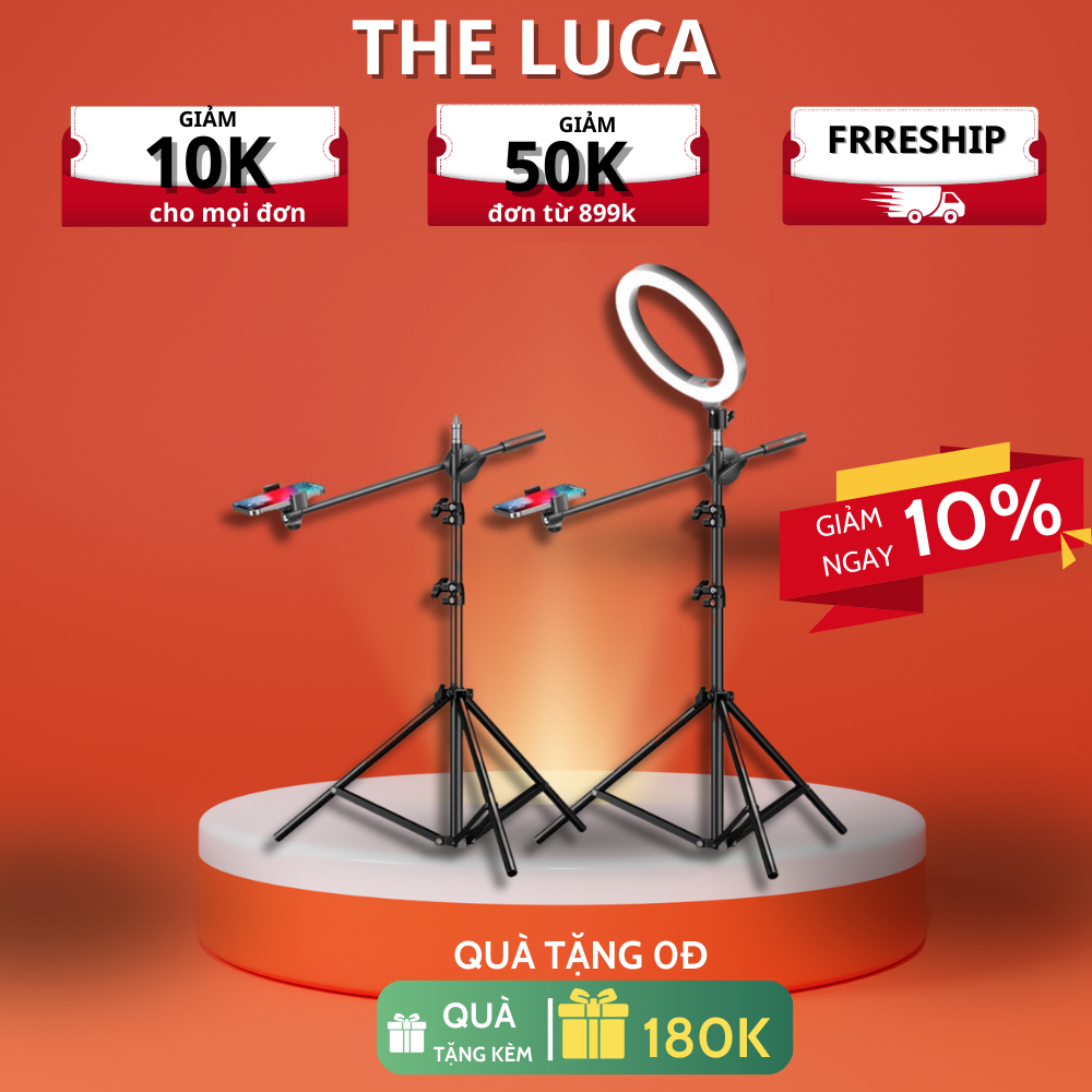 Giá đỡ điện thoại, Giá để điện thoại kèm đèn livestream 26/33cm - Chân quay điện thoại dùng cho quay chụp review