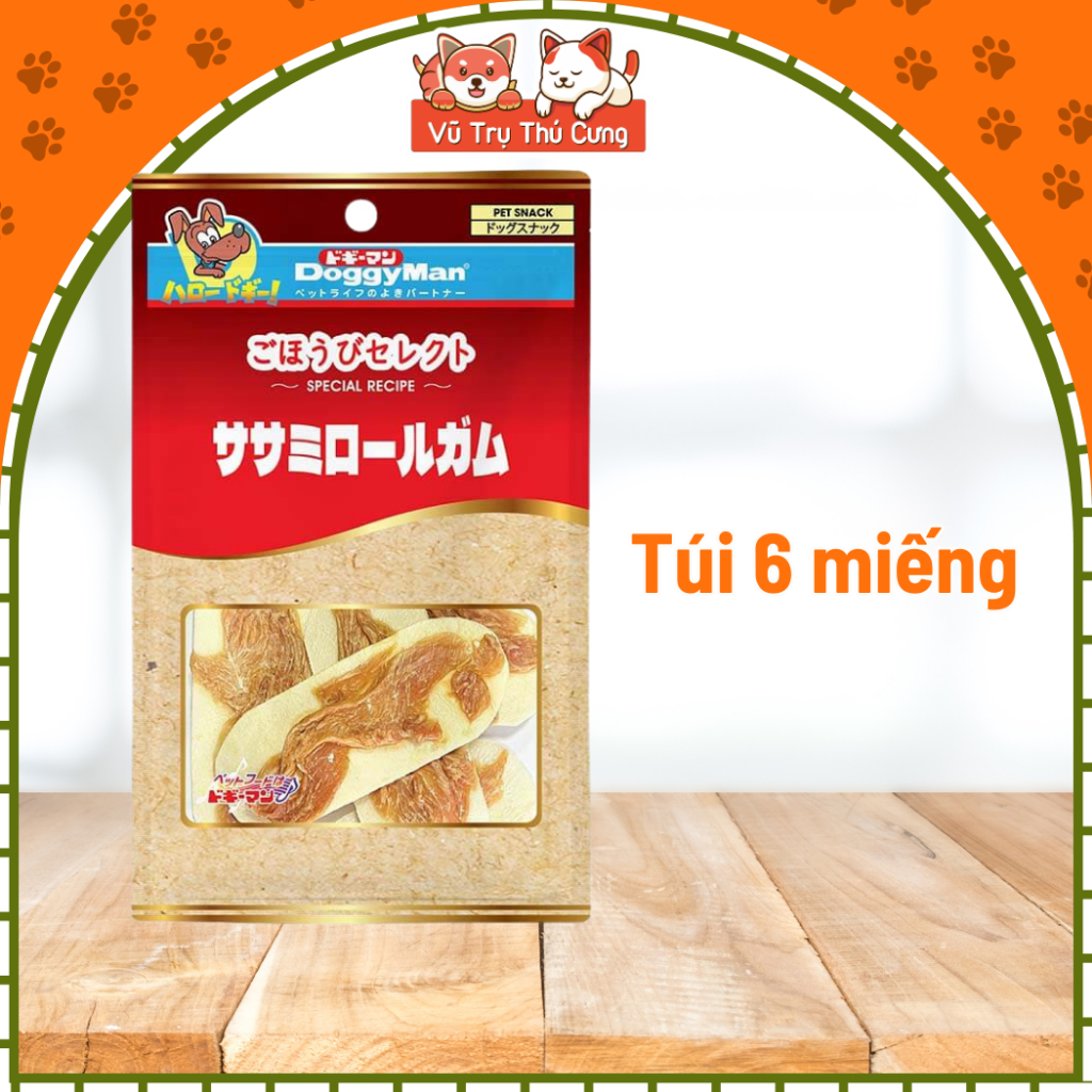 Snack Cho Chó Bánh Da Bò Phủ Thịt Gà DoggyMan 6 Cây