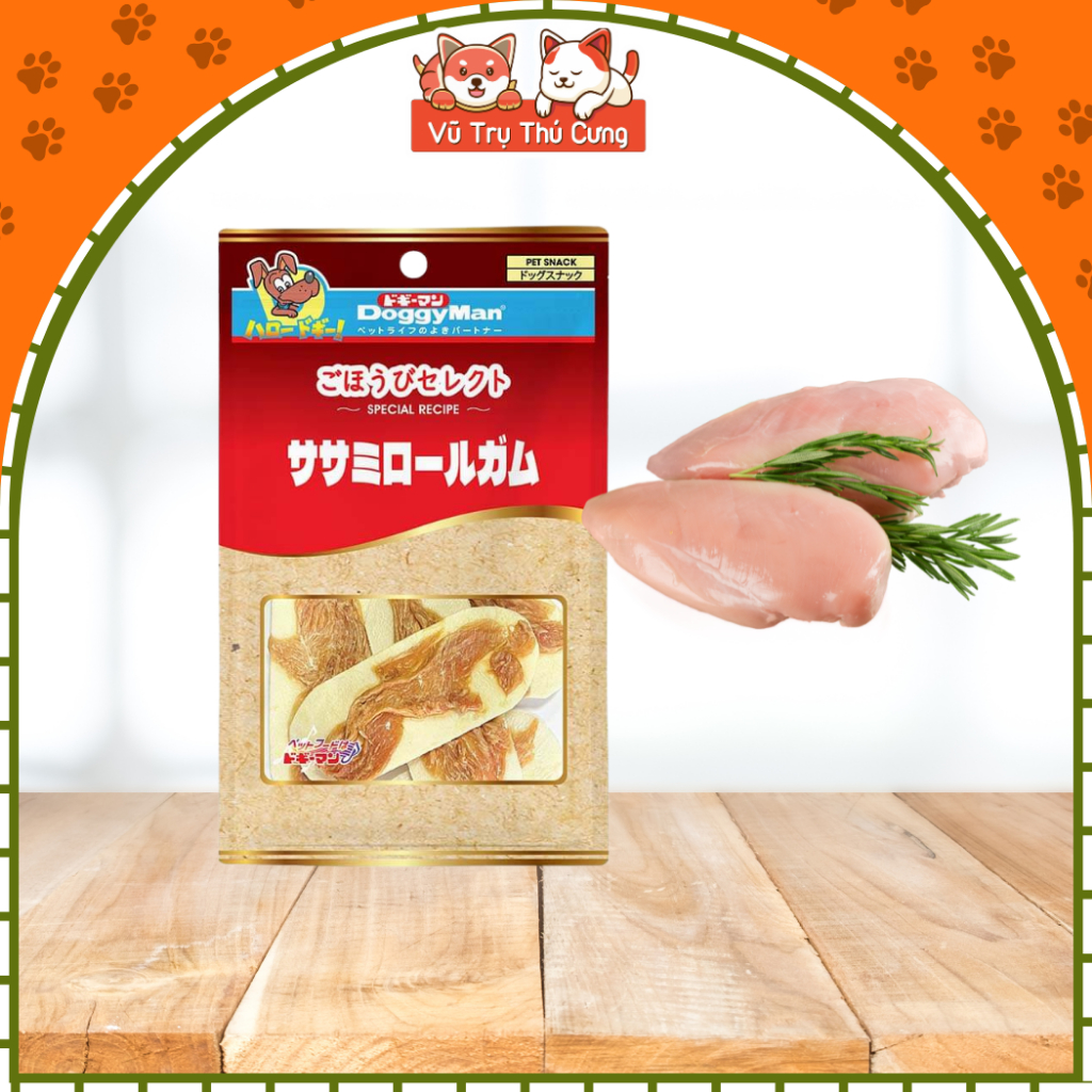 Snack Cho Chó Bánh Da Bò Phủ Thịt Gà DoggyMan 6 Cây