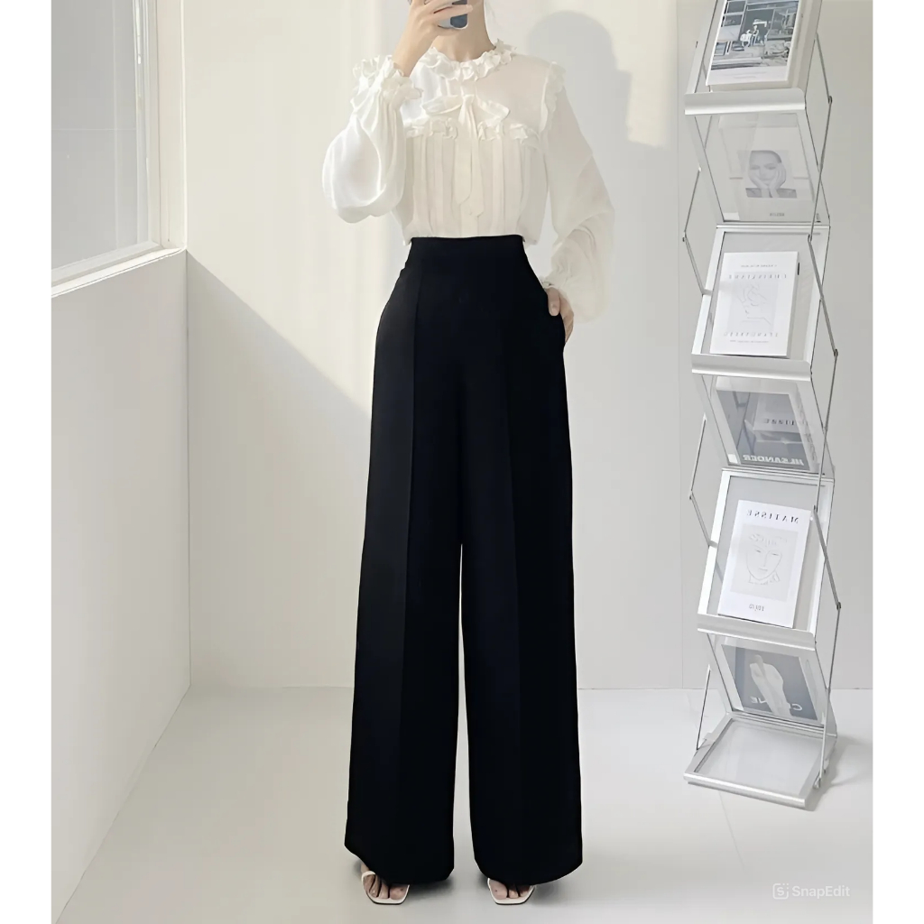 Quần Ống Rộng Túi Chéo 2 Bên Hách Dáng Che Khuyết Điểm Cho Các Nàng_SHOPNGOCTRANG19_Chất Chéo Nhật_Q02