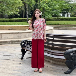 Bộ đồ bà ba nữ mặc nhà quần dài đồ bà ba nữ miền tây đồ lam nữ đồ bà ba nữ đồ bộ bà ba đi chùa bộ lam ống rộng -cn201