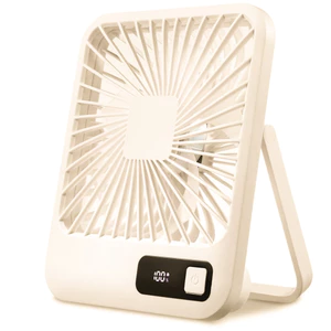 Quạt Để Bàn Tích Điện Mini 5 Tốc Độ Gió, Mà Hình Hiển Thị %Pin, 5 Cánh Quạt Siêu Mát - Sử Dụng Dài Lâu