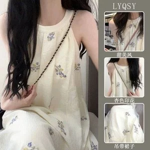 Đầm váy maxi mùa hè thiết kế cổ yếm sát nách dáng xuông che khuyết điểm phong cách hottrend BA SP121