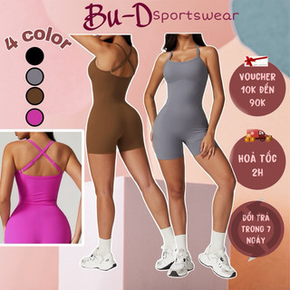 bộ đồ tập thể thao gym,yoga nữ liền thân 2 dây chéo tăng đơ (suit671)