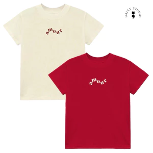 Áo thun Babytee in hình chữ AMOUR dễ thương chất Cotton Premium nhiều màu