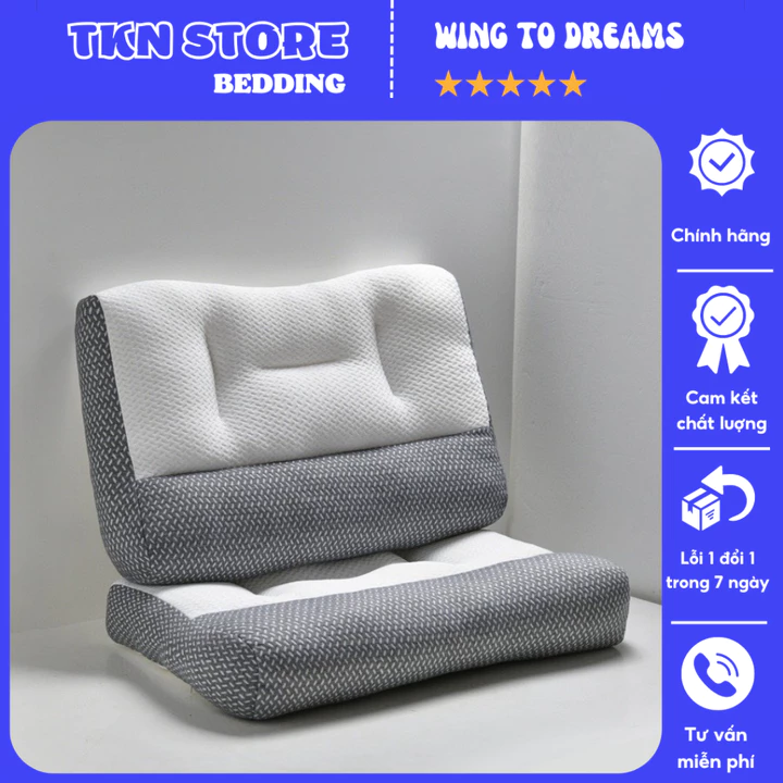 Gối Massage vải dệt kim công thái học chống đau mỏi cổ vai gáy , gối nằm hỗ trợ cổ giúp giấc ngủ sâu hơn