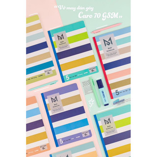 KLONG - BST vở CARO may dán gáy 70gsm B5/A4 bìa màu sọc ngang 📚 PHÙ HỢP PHONG CÁCH GHI CHÉP ĐƠN GIẢN, HỌC TẬP PHỔ THÔNG