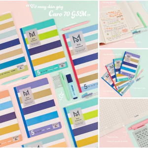 KLONG - BST vở CARO may dán gáy 70gsm B5/A4 bìa màu sọc ngang 📚 PHÙ HỢP PHONG CÁCH GHI CHÉP ĐƠN GIẢN, HỌC TẬP PHỔ THÔNG