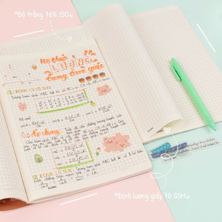 KLONG - BST vở CARO may dán gáy 70gsm B5/A4 bìa màu sọc ngang 📚 PHÙ HỢP PHONG CÁCH GHI CHÉP ĐƠN GIẢN, HỌC TẬP PHỔ THÔNG