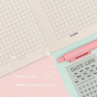 KLONG - BST vở CARO may dán gáy 70gsm B5/A4 bìa màu sọc ngang 📚 PHÙ HỢP PHONG CÁCH GHI CHÉP ĐƠN GIẢN, HỌC TẬP PHỔ THÔNG
