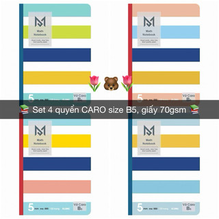 KLONG - BST vở CARO may dán gáy 70gsm B5/A4 bìa màu sọc ngang 📚 PHÙ HỢP PHONG CÁCH GHI CHÉP ĐƠN GIẢN, HỌC TẬP PHỔ THÔNG