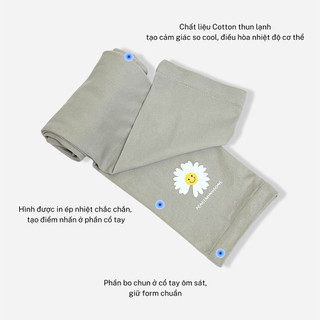 [ Combo 3 Đôi ] Ống Tay Chống Nắng, Bao Tay Chống Nắng, Găng Tay Đi Phượt Nam Nữ Unisex Ngắn Hoa Cúc Không Xỏ Ngón