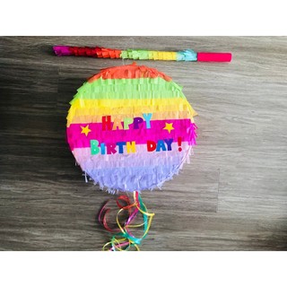 [TẶNG GẬY ĐẬP] Pinata Happy Birthday Hình Tròn Cầu Vồng – Trang Trí & Trò Chơi Sinh Nhật Cho Bé