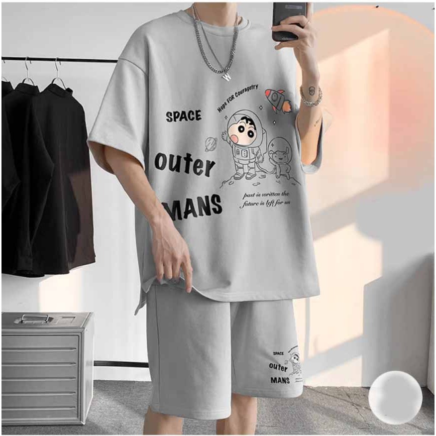 Đồ bộ thể thao unisex nam nữ SPACE cổ tròn ngắn tay chất thun lưới mè bốn màu hot trend K1