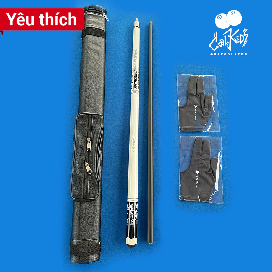 Cơ Bida Lỗ Lip Carbon Composite Preoai - Gậy Bi A Lỗ Màu Trắng Ngọn Đen