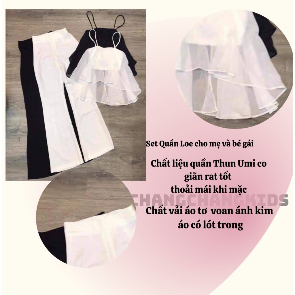 sét quần loe bé gái  áo dây sành điệu sang chảnh phù hợp mẹ bé 3,4,5,6,7,8,9,10,11,12,13,14,15,16 tuổi