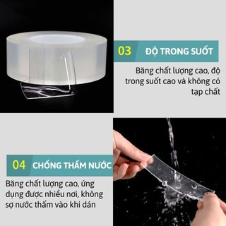 Băng Dính 2 Mặt Siêu Dính Băng Keo Nano Trong Suốt 3cm*3m Dán Tường Dính Mọi Bề Mặt Tiện Lợi - BANGDINH561