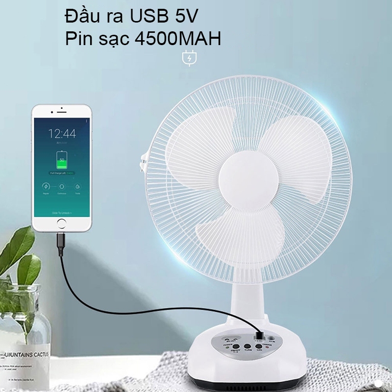 Product image OOKAS Quạt Tích Điện Năng Lượng Mặt Trời,quạt để bàn để sàn hai mức tốc độ có thể sạc điện thoại 5
