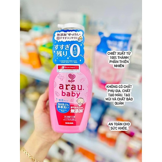 Ảnh Nước rửa bình sữa Arau Baby Nhật Bản chiết xuất từ thảo mộc dạng bọt an toàn cho bé 3