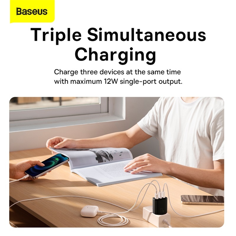 Ảnh Củ sạc nhanh Baseus Compact 3 cổng Usb 17W EU 1