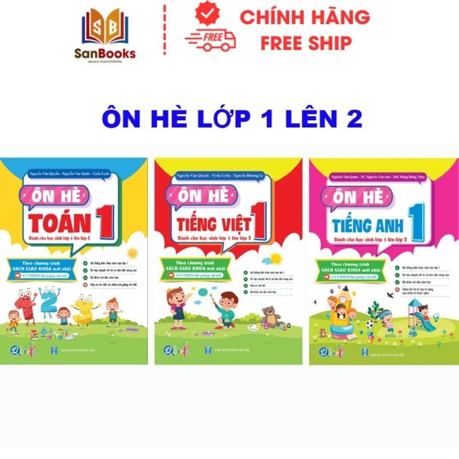 Ảnh Sách - Trọn bộ ôn hè Toán, Tiếng Việt, Tiếng Anh lớp 1,2,3,4,5 (3 cuốn)- Qbooks 2