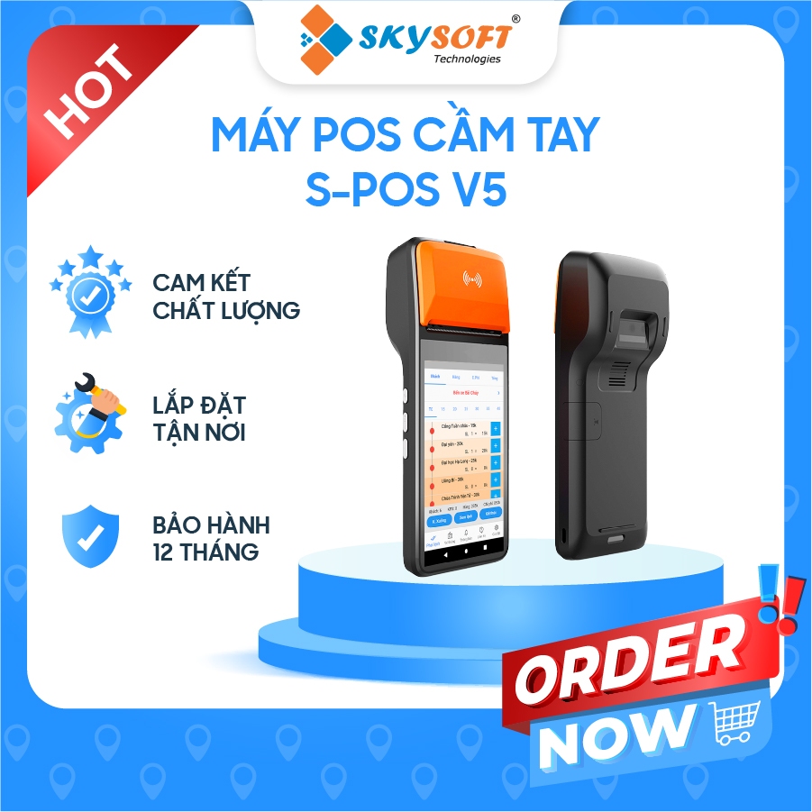 Máy Pos cầm tay S-POS V5 PRO - Quản lý và phát hành vé điện tử thông ...