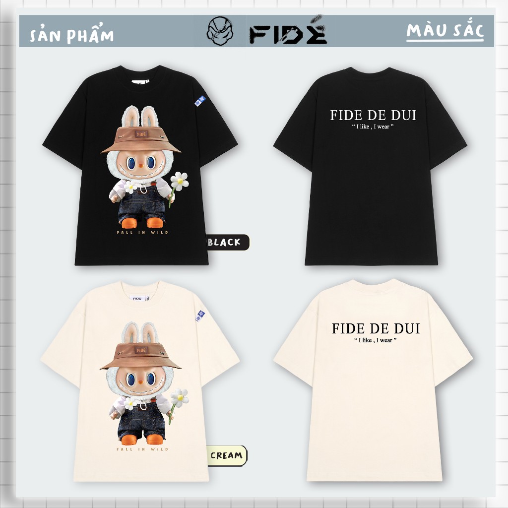 Ảnh Áo thun FIDE LABUBU phông unisex form rộng local brand nam nữ cổ tròn oversize - AT75 4
