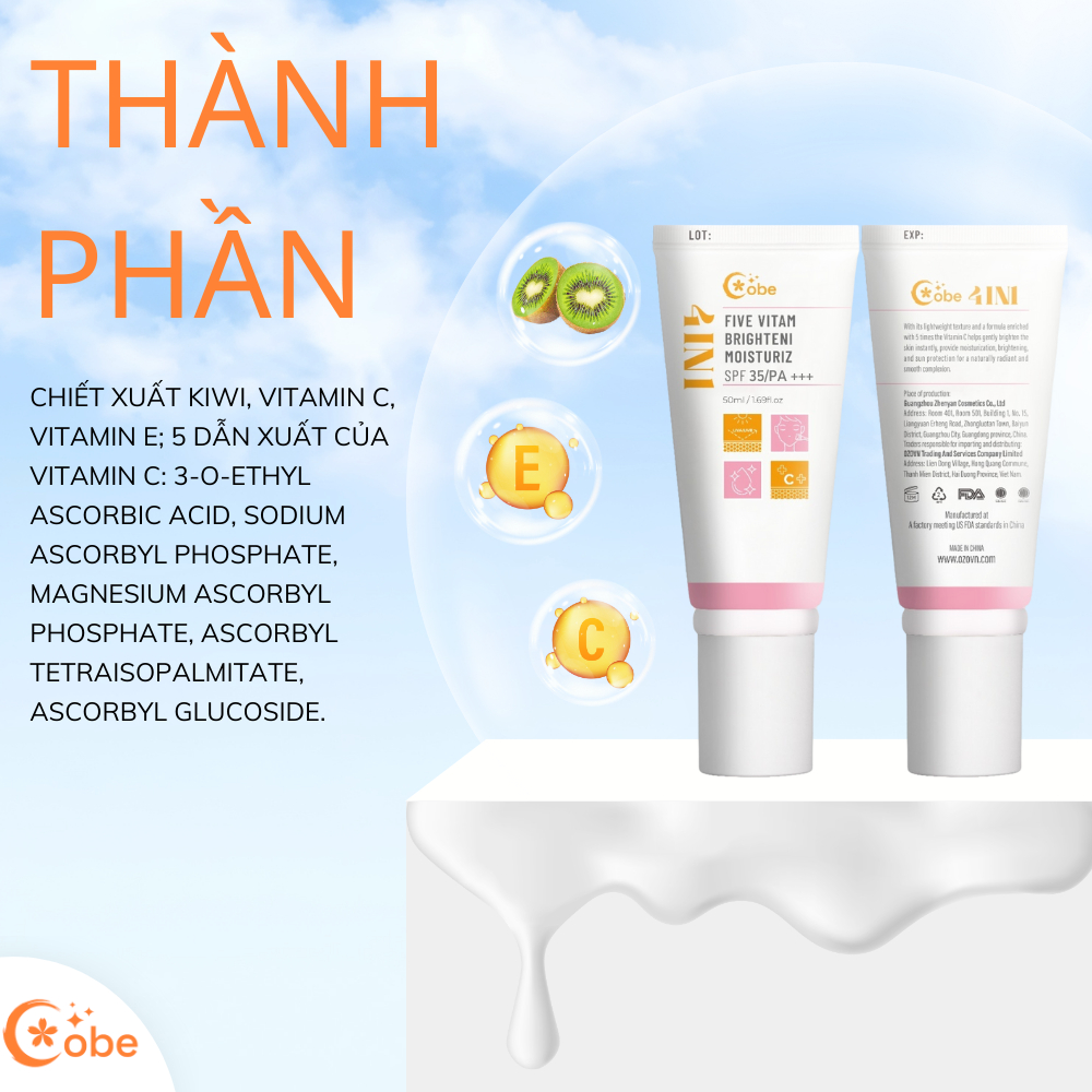 Ảnh Sữa chống nắng dưỡng ẩm sáng da Cobe 4 in 1 nâng tone, dưỡng ẩm, làm sáng và chống nắng - 50ml 2