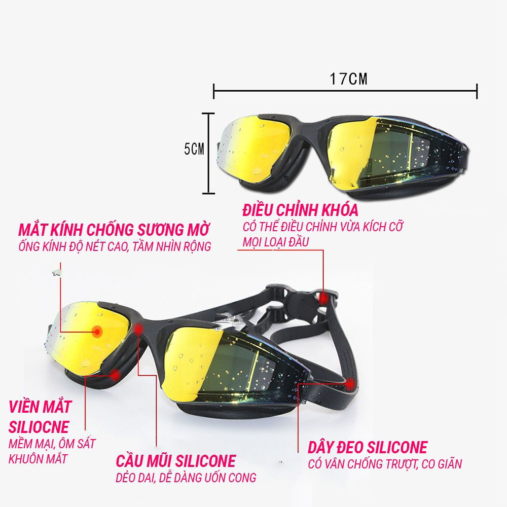 Kính bơi tráng gương SPORTY 1200 cho người lớn chống tia UV kiểu dáng thời trang cao cấp chống lóa