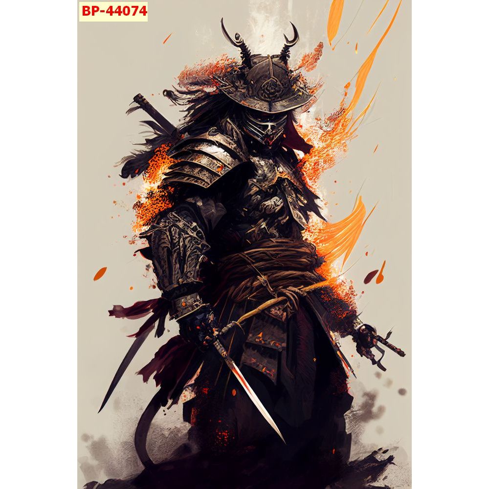Tranh Vải Lụa 3d Dán Tường cao cấp mẫu chủ đề nhật bản samurai khổ dọc...